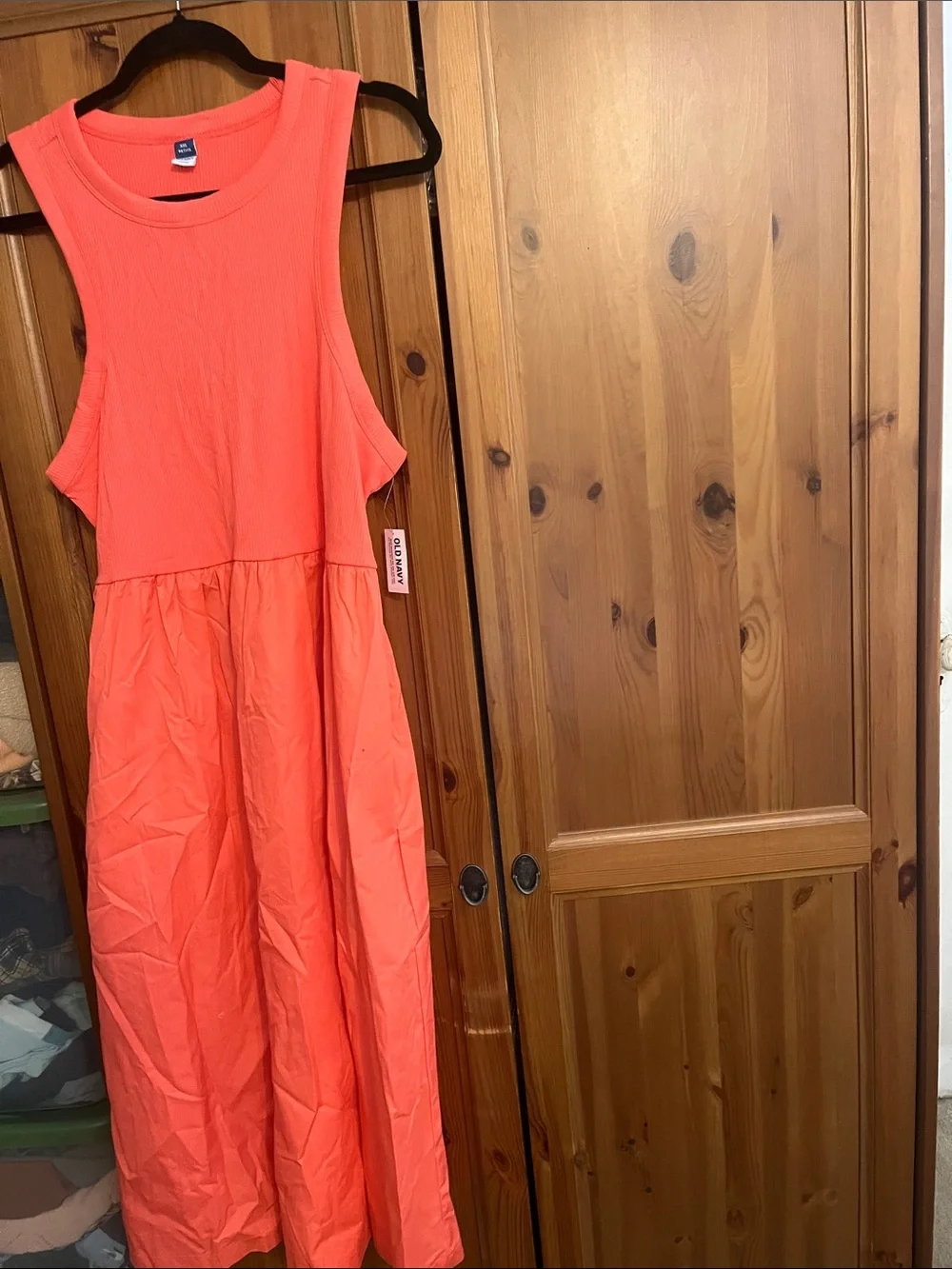 Old Navy Coral Sleeveless Peplum Dress